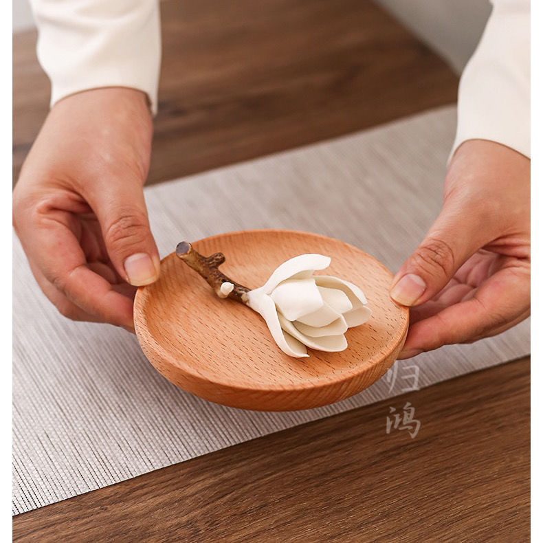 Gốm mộc lan thủ công truyền thống làm bằng tay hoa mộc lan chèn hoa mộc lan chèn hương thơm chèn trang trí nhỏ Hộp đựng bút đơn giản