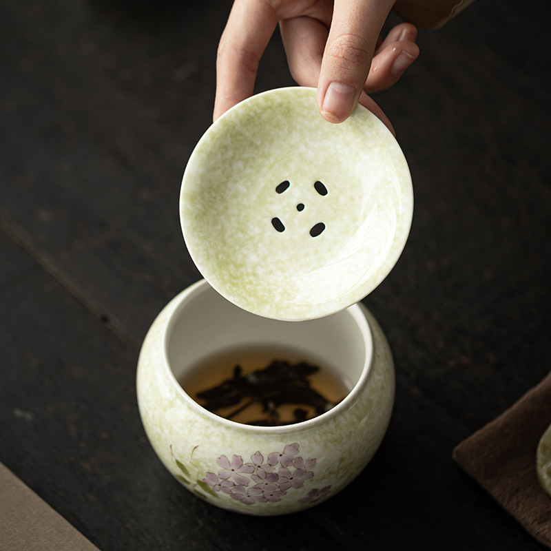 Hoa cẩm tú cầu vẽ tay hộp quà Jianshui gốm sứ gia dụng thùng đựng bã trà thùng đựng nước rửa trà kiểu Trung Quốc phụ kiện trà đạo