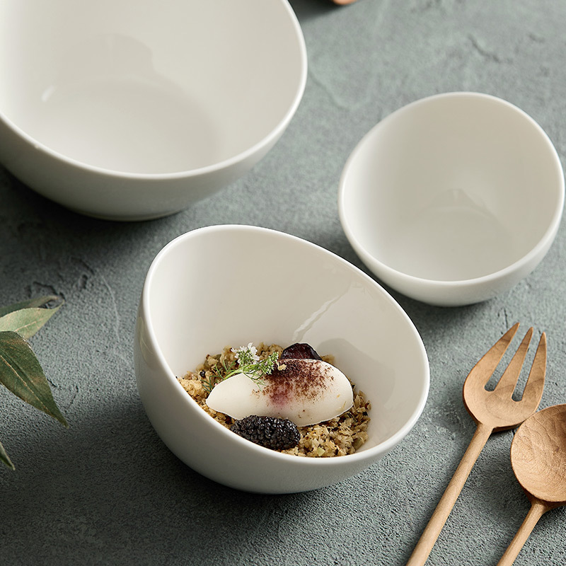 Bát gốm sứ Bát mì gia dụng Bát salad trái cây Bát xiên trắng cao cấp Bát tráng miệng Bát lẩu Bát nhúng thương mại