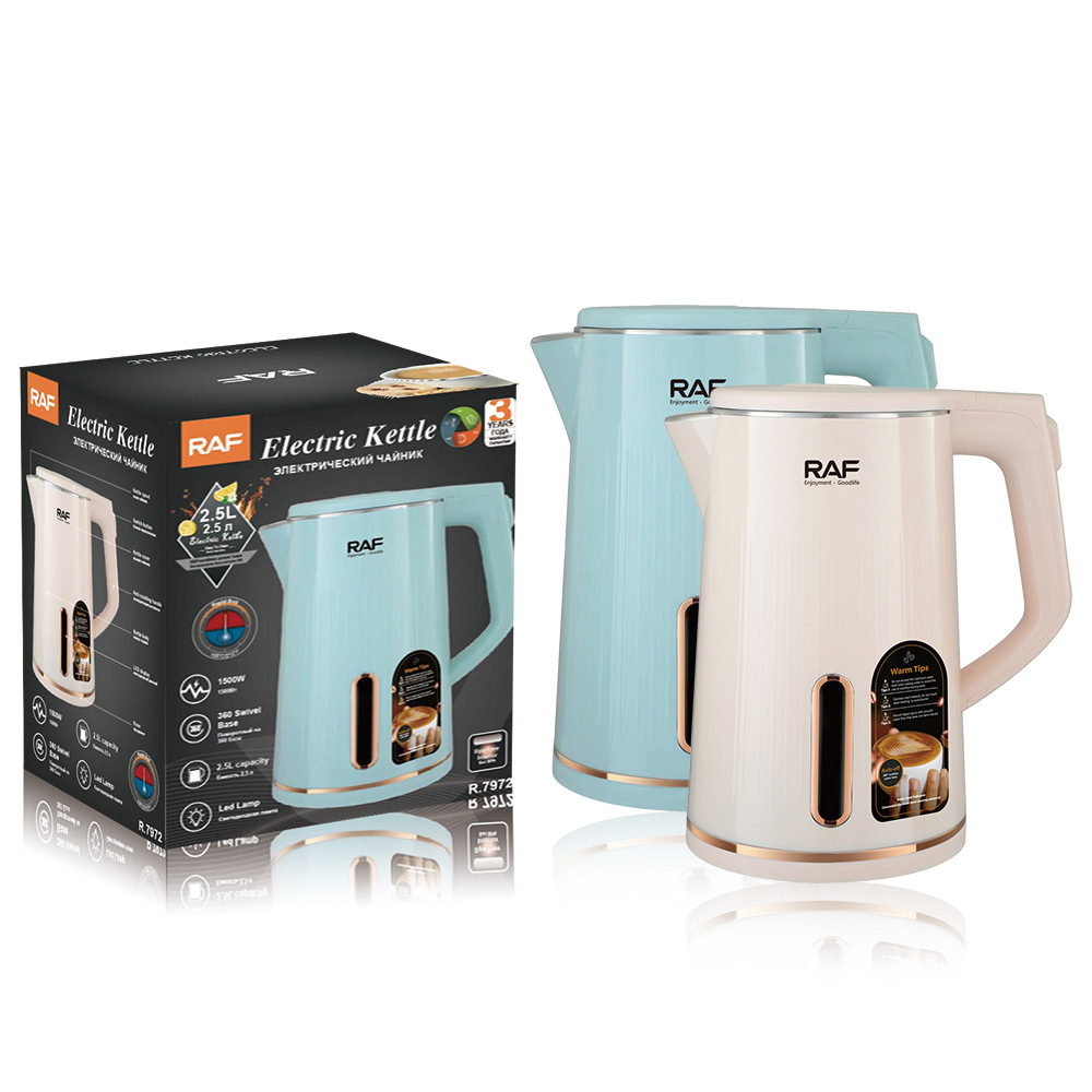 Ấm đun nước điện nhanh RAF, ấm đun nước liền mạch chống khô hai lớp xuyên biên giới tiêu chuẩn Châu Âu, bếp 2.5L7972