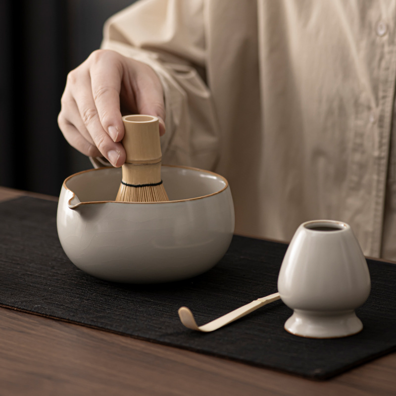 Gốm Sứ Ru Lò Trà Đánh Matcha Bộ Bát Trà Trăm Chơi Dụng Cụ Pha Trà Bộ Trà Trà Đạo Dụng Cụ