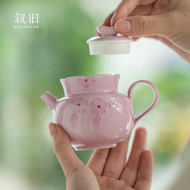 Arita-yaki vẽ tay hoa ấm trà Kung Fu Trung Quốc bộ trà gốm sứ bộ trà đặc biệt của phụ nữ nhỏ đơn nồi