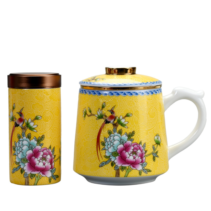 Gốm trà tách nước trà cốc nam văn phòng cá nhân trà đạo cốc lọc trà rò rỉ cốc