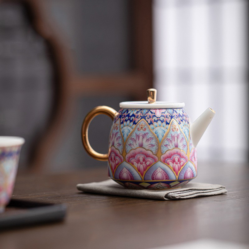 Bộ ấm trà gốm sứ tráng men một ấm hai cốc Hộp quà cao cấp Ấm trà Kung Fu Bộ ấm trà Bộ đồ lưu niệm bán buôn