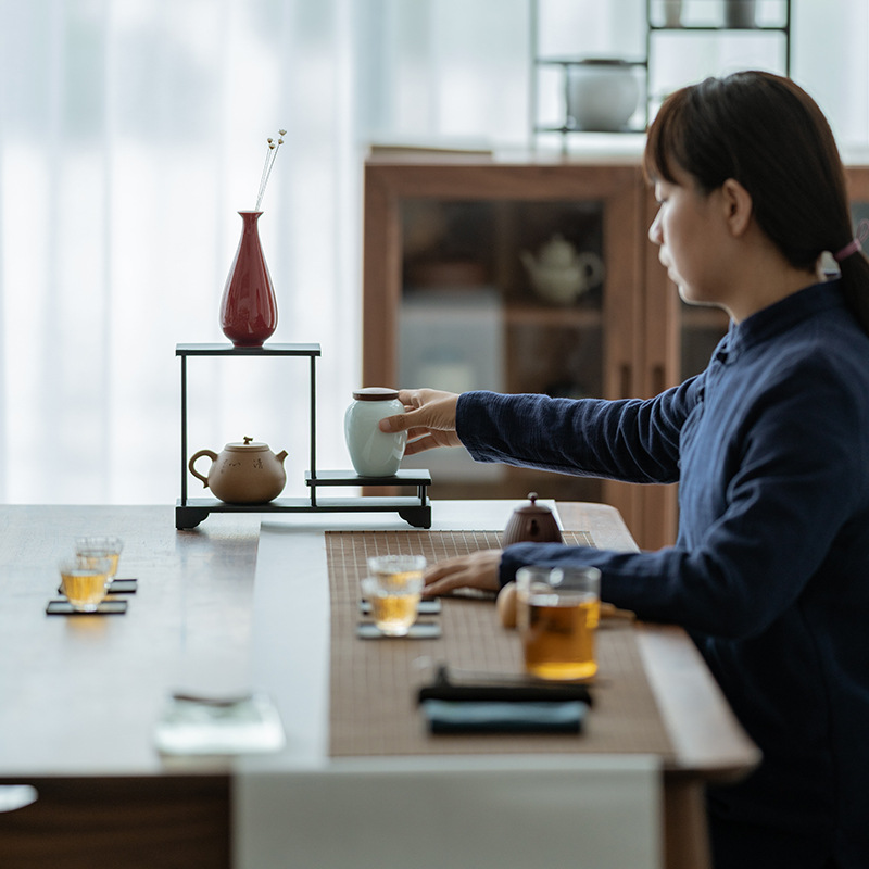 Nhà trà sắt Da'antang, tủ trưng bày Bộ trà, kệ trưng bày, kệ Bogu, phụ kiện Duobaoge, đồ trang trí phòng trà gia đình