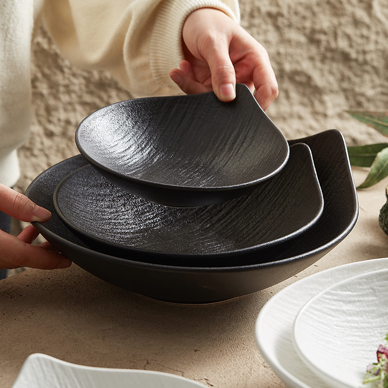 Bát Salad Trái Cây Đá cát lún, bát mì giá trị cao, bát tráng miệng, Bộ đồ ăn bằng gốm Sứ khách sạn, đĩa trắng, đĩa gia dụng