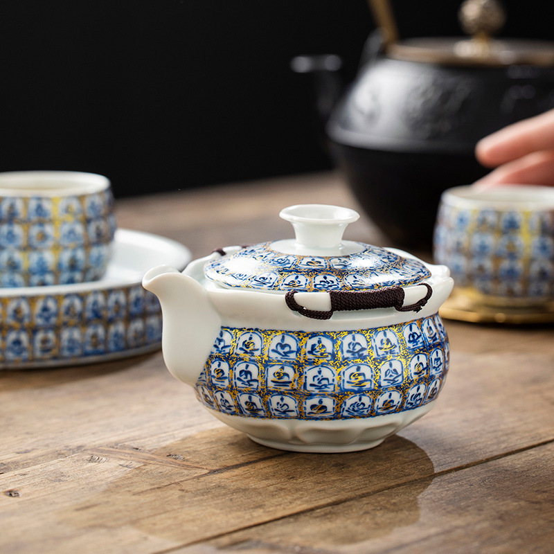 Bộ ấm chén trà gốm sứ cao cấp, kiểu dáng gaiwan tráng men soda, cầm tay, chén lớn, không nóng, dùng pha trà kung fu