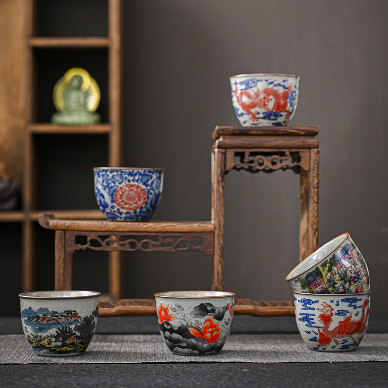 Cốc trà xanh và trắng Jingdezhen cốc chủ sở hữu cốc đơn bộ trà Kung Fu cốc trà cốc trà bán buôn cốc cá nhân cổ điển Trung Quốc
