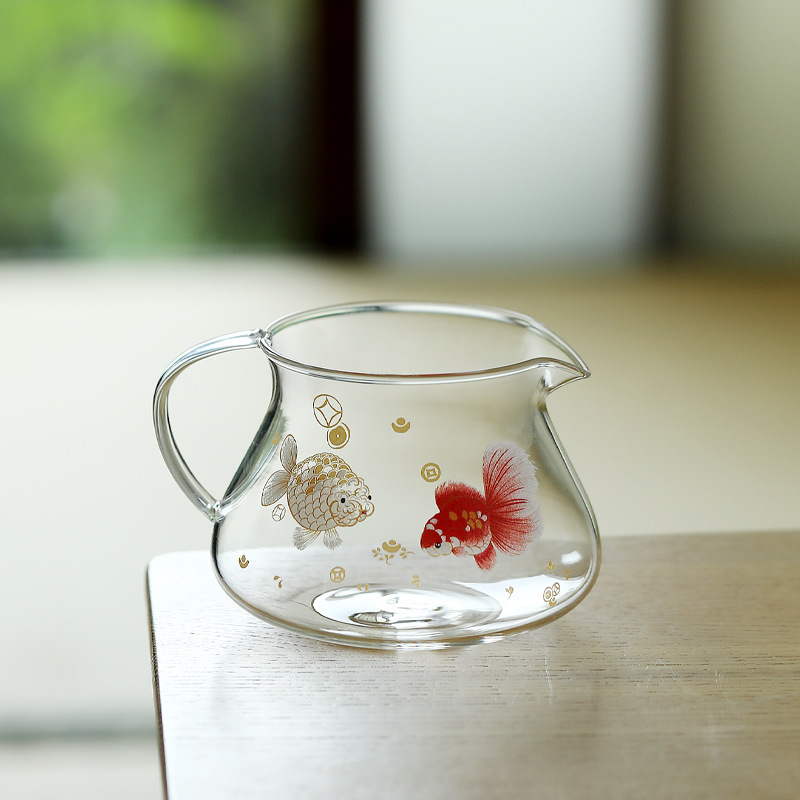 Bộ ấm chén trà bằng thủy tinh borosilicat cao cấp, dày dặn, chịu nhiệt, kèm phụ kiện pha trà kung fu, vách ngăn trà và chén đều.