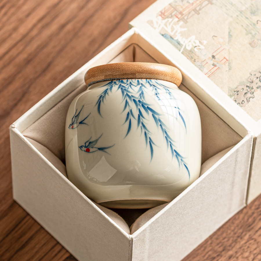 Nuan Ying Xinliu, bình trà, bình gốm kín, bình đựng đồ mini chống ẩm cỡ nhỏ cầm tay cao cấp