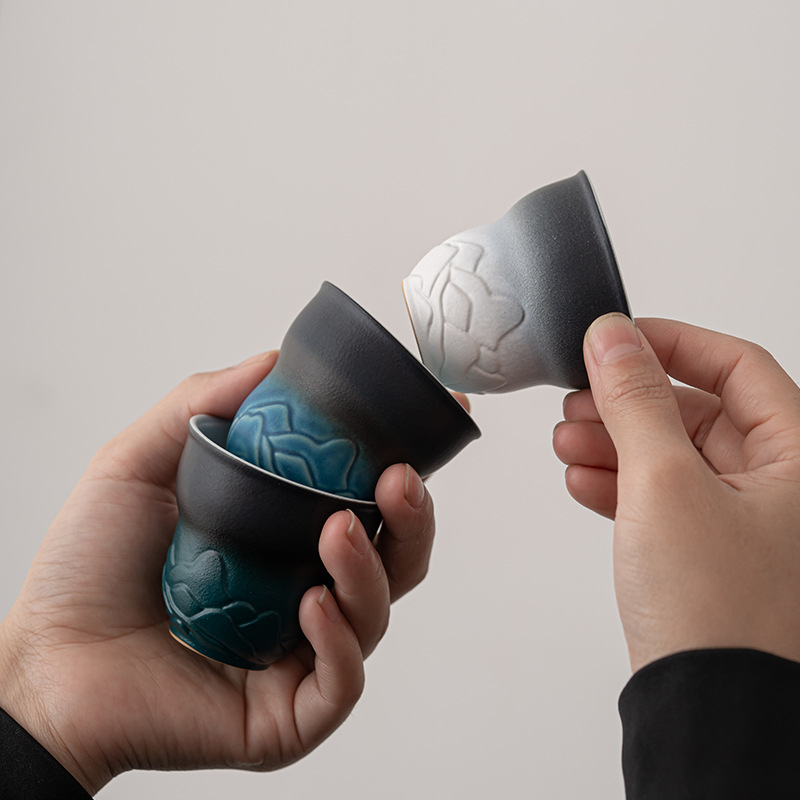 Cốc trà Gradient Shanhai View Cốc chủ nhân nhỏ bằng gốm thủ công cốc cá nhân cốc trà Kung Fu gốm thô cốc đơn