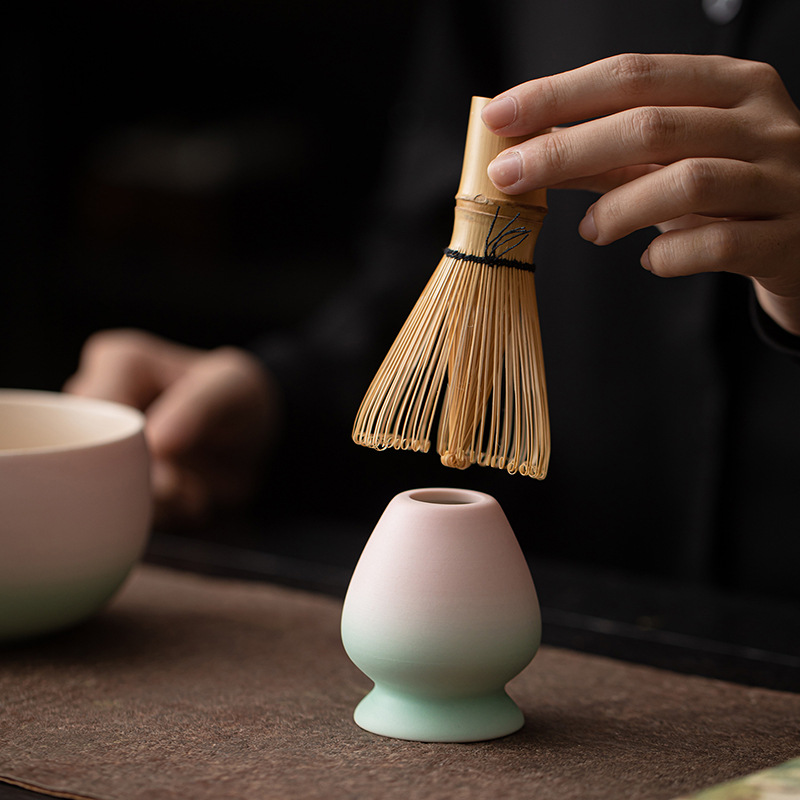 Gradient màu hồng xanh lá cây Matcha Bát trà Bình trà Bộ đồ trà Kung Fu Nhật Bản Phụ kiện Bộ trà Thời Tống Bình trà Bát trà
