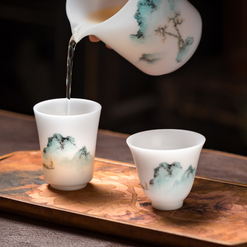 Miaolian Tianxiang băng ngọc sứ vẽ tay cốc chủ nhân cốc trà gốm sứ cao cấp Trung Quốc bộ trà cá nhân cốc trà