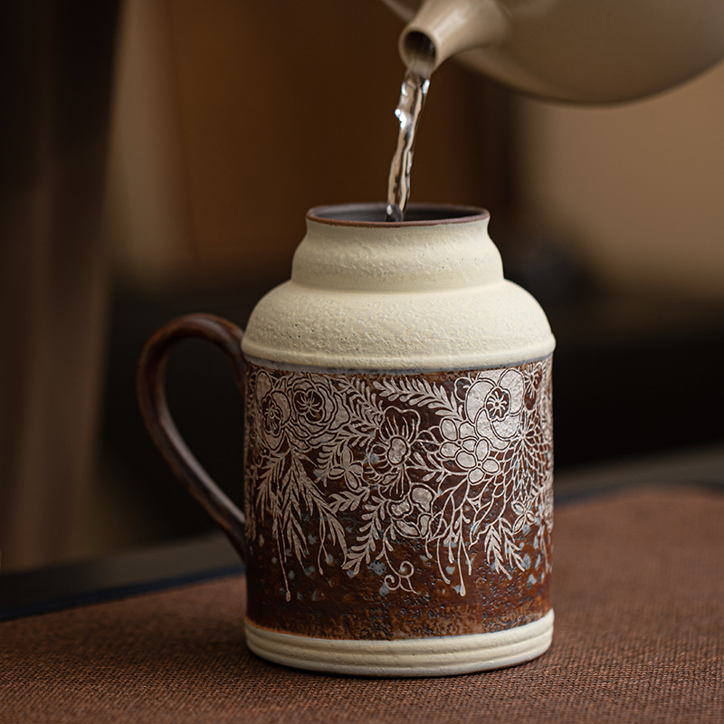 Ấm áp nhỏ bằng đất đá cũ, ấm gia truyền, ấm pha trà dung tích lớn, ấm pha trà du lịch ngoài trời trên xe