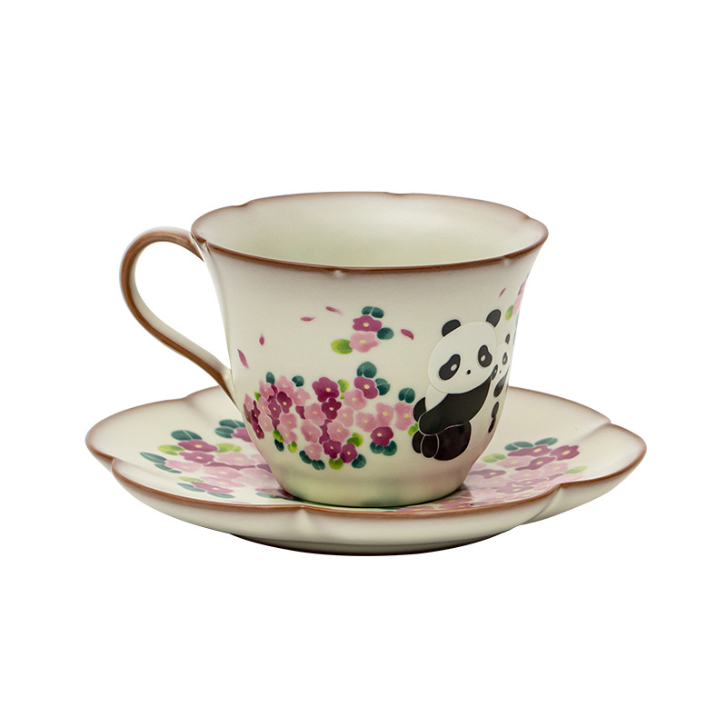 Cốc cà phê trà gấu trúc thạch mỡ lợn cốc và đĩa gốm sứ trà chiều gia dụng cốc uống nước đặc biệt dành cho nữ văn phòng