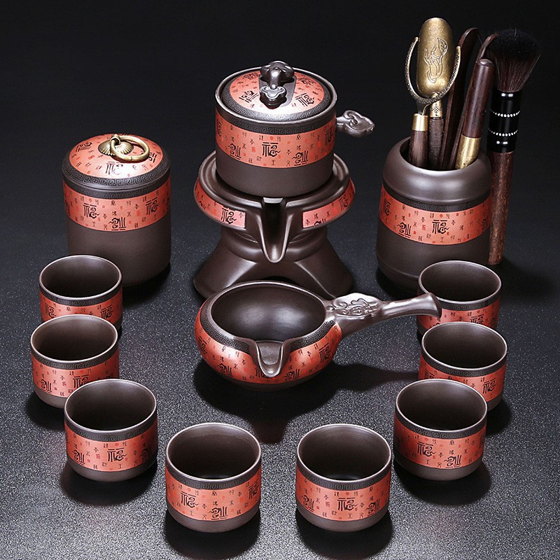 Bộ ấm trà tự động lười dụng cụ pha trà gốm sứ kiểu Trung Quốc phục vụ khách văn phòng cao cấp gia dụng