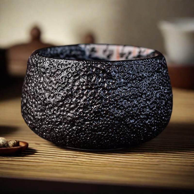 Tay trà đen phong cách Nhật Bản chủ cup gốm thô lỗ sâu bướm Kinh Tâm mảnh vụn Prajna trà Kung Fu thiền cốc La Hán