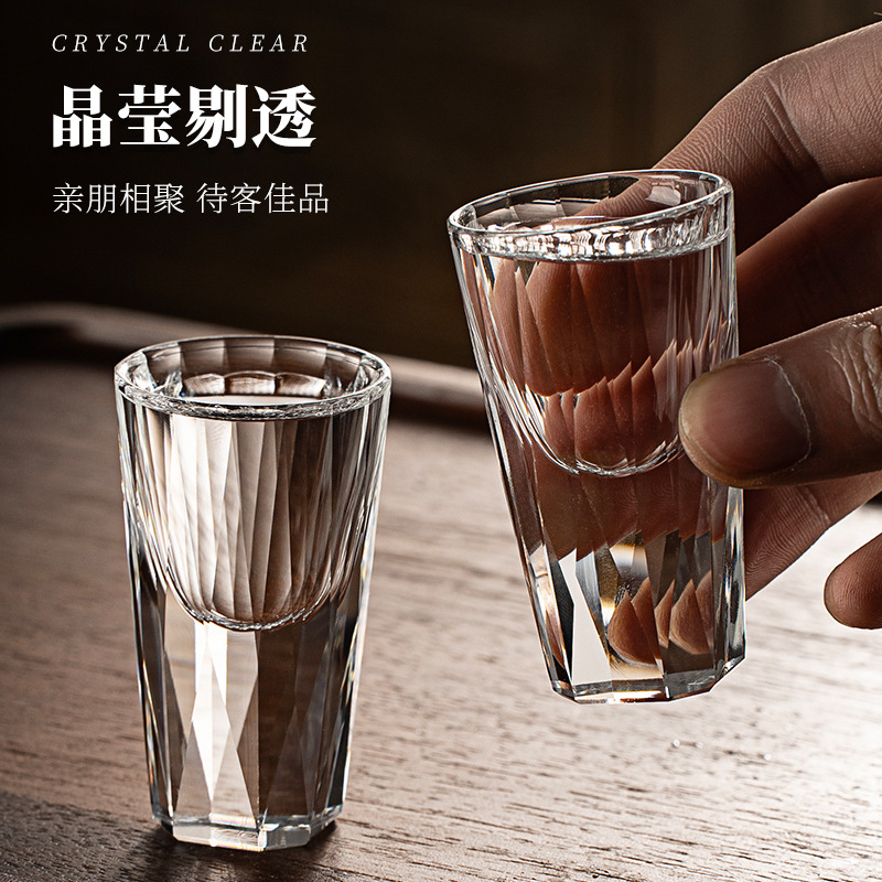 Bộ dụng cụ chia rượu ly rượu trắng kim cương, ly rượu nhỏ sang trọng nhẹ gia dụng, ly pha lê đáy vuông, bộ rượu cao cấp dày dặn