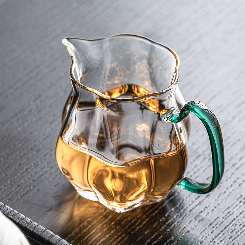Cốc thủy tinh trong suốt có tay cầm, dụng cụ pha trà Haifen, dụng cụ pha trà gia dụng, cốc lọc đều, dụng cụ pha trà Kung Fu, phụ kiện