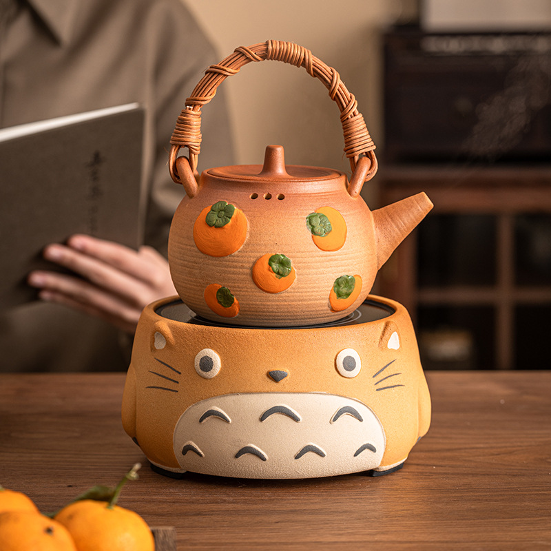 Bếp nấu trà quanh bếp gốm điện bếp nấu trà đồ nấu trà dễ thương gia dụng trong nhà mẫu mới Bộ ấm trà tay cầm bên bếp trà