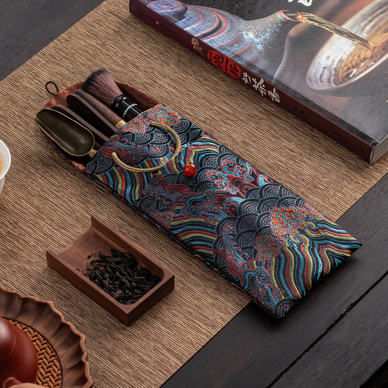 Túi đựng phụ kiện bộ sáu quý ông trà đạo túi đựng đồ bộ trà vải nghệ thuật túi đựng đồ du lịch túi đựng bút chì túi đựng đồ túi đựng đồ