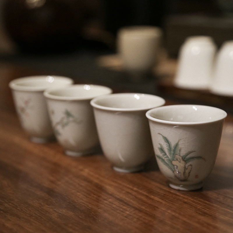 Cốc trà Xám thực vật men ngọc cổ cốc đơn cá nhân tách trà cốc chủ nhân Cốc gốm sứ công phu