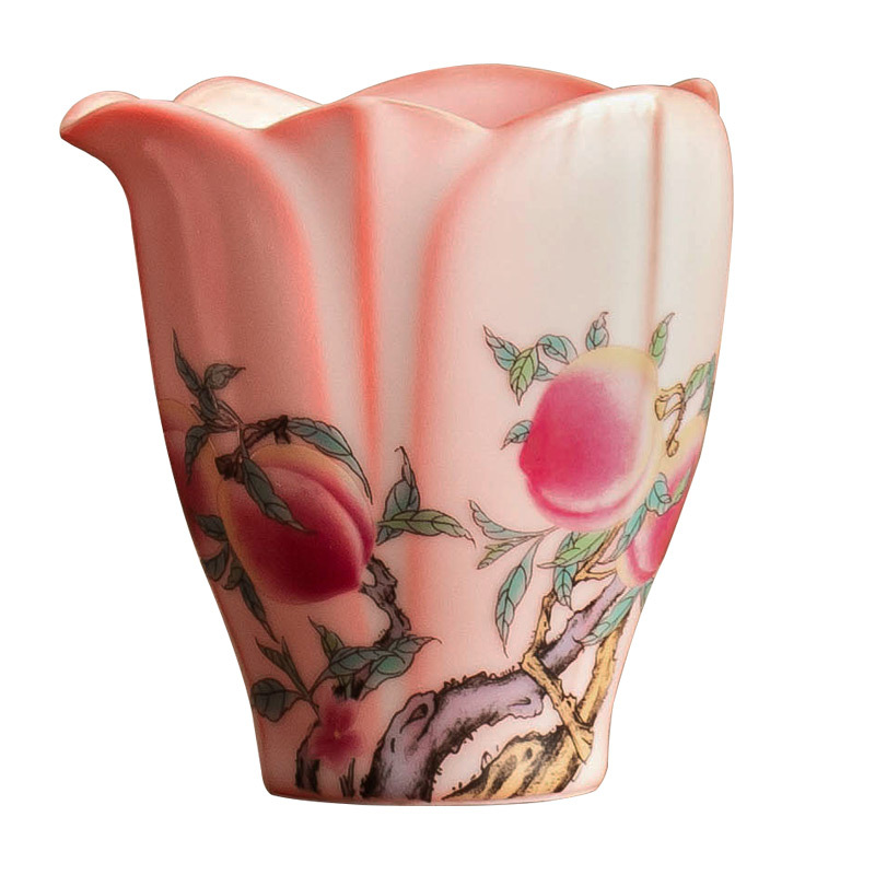 Cốc công bằng Hồng Ru Pastel Nine Taohuakou Bộ trà Kung Fu Bộ trà chống bỏng Bộ tách trà gốm sứ gia dụng