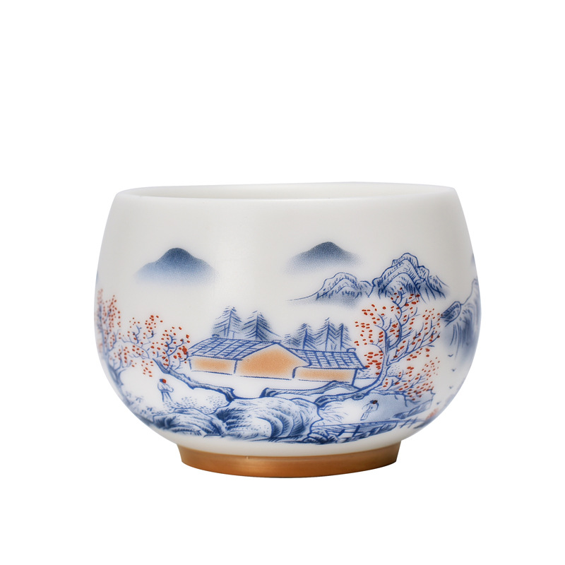 Cốc trà Kung Fu bằng sứ trắng ngọc cừu cốc chủ nhân cốc chuyên dụng cá nhân cốc trà nam cốc đơn cốc trà gốm sứ cao cấp