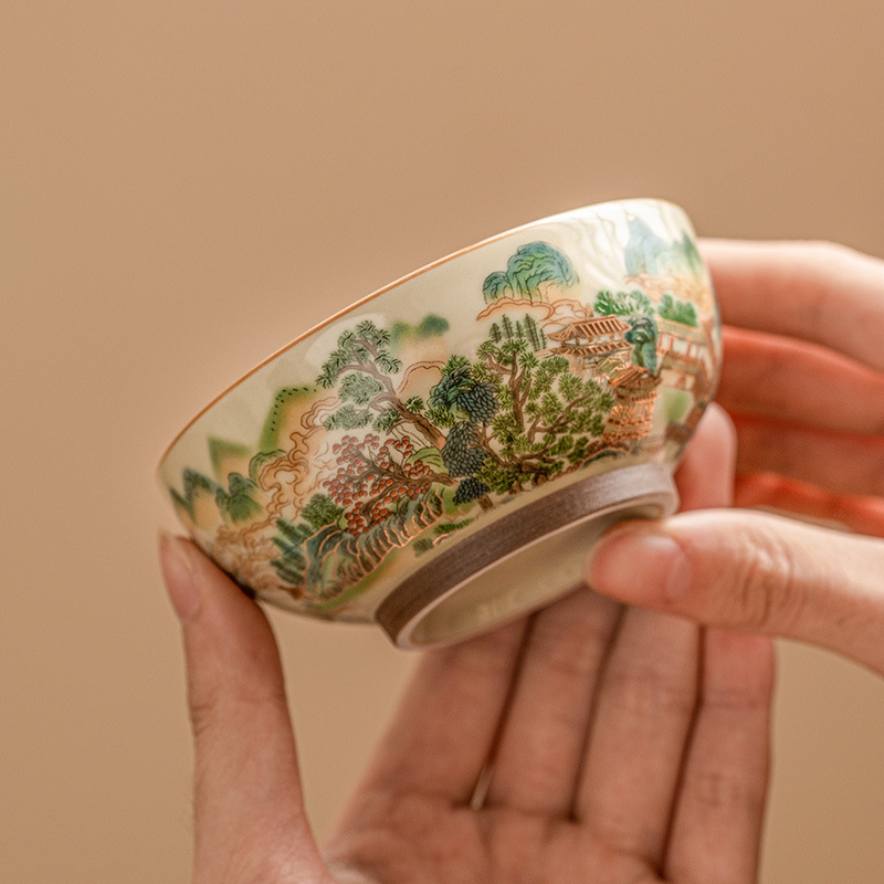 Nhà máy Cốc phong cảnh đầy màu sắc Cốc trà Pu'er dung tích lớn Cốc chủ gốm sứ Bộ trà Kung Fu Trung Quốc Cốc trà