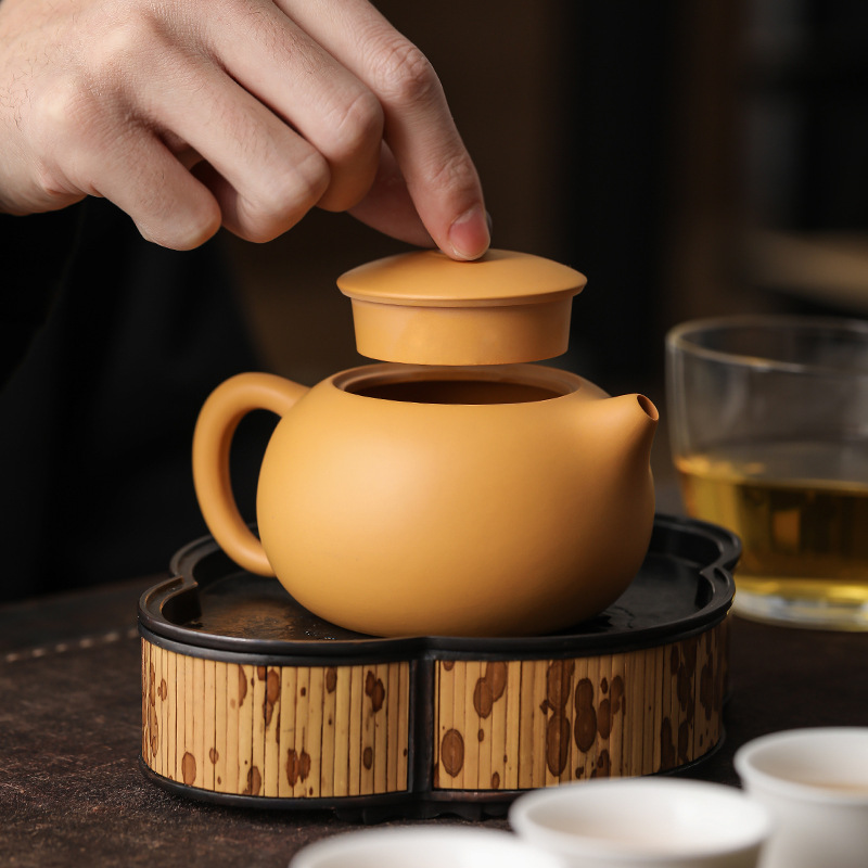 Ấm trà tây cát tím bùn đoạn vàng ấm trà gia dụng Xishi ấm trà dụng cụ pha trà Kung Fu ấm trà mẫu mới 2025