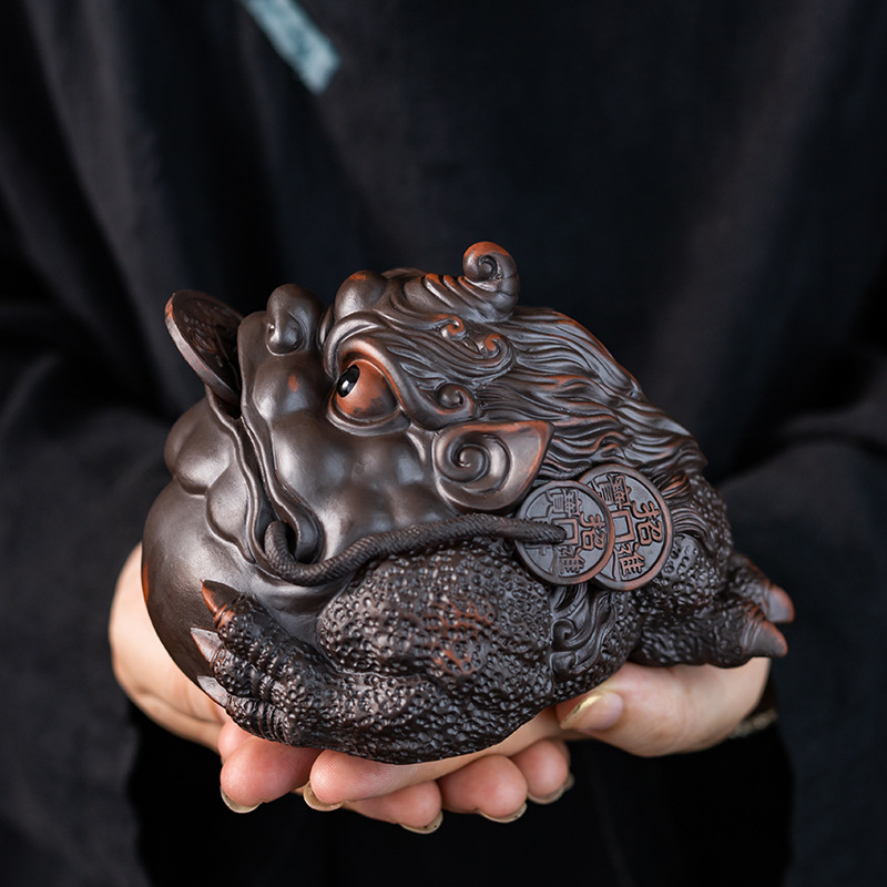 Đồ trang trí nhà bằng gốm màu tím gốm sứ Pixiu thủ công có thể nâng cao đồ trang trí nhà bằng gốm Jin Chan bàn trà bàn trà trang trí phụ kiện bộ trà