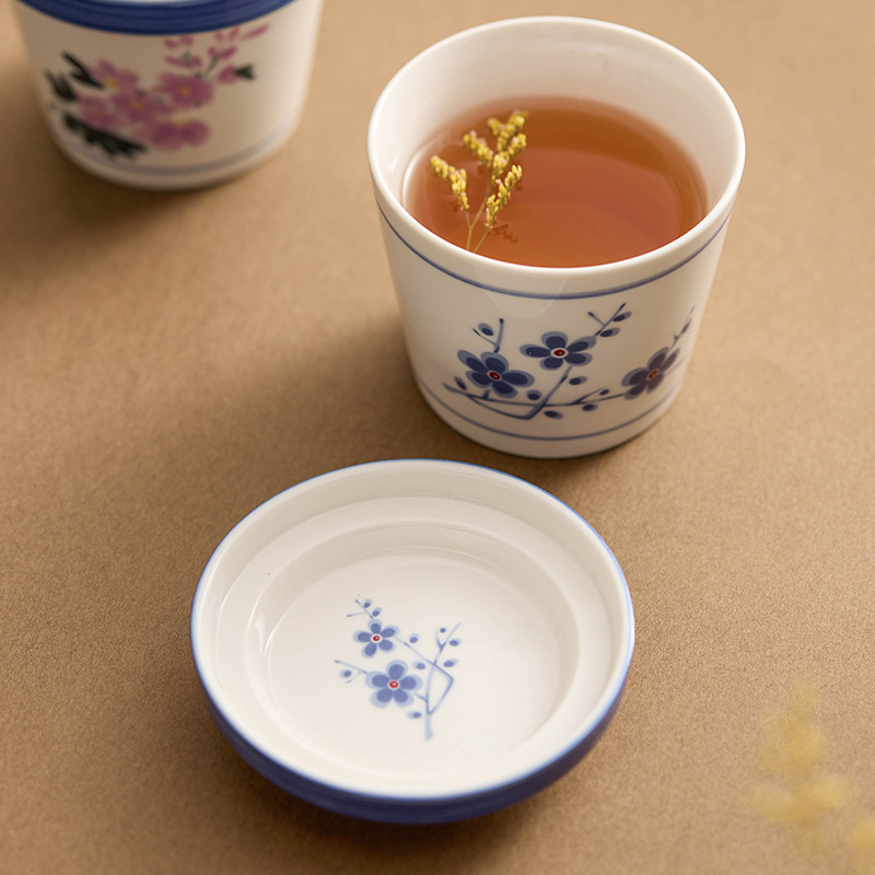 Cốc trà hoa mai cốc chủ nhân gốm sứ cốc ăn sáng gia dụng cốc sữa cốc có đệm cốc cốc cốc cà phê cốc ấm tim