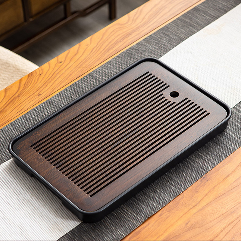 Khay trà tre kiểu Nhật, khay trà melamine, bộ trà kungfu, phụ kiện trà đạo, khay nhỏ, khay đựng nước, khay pha khô đơn giản