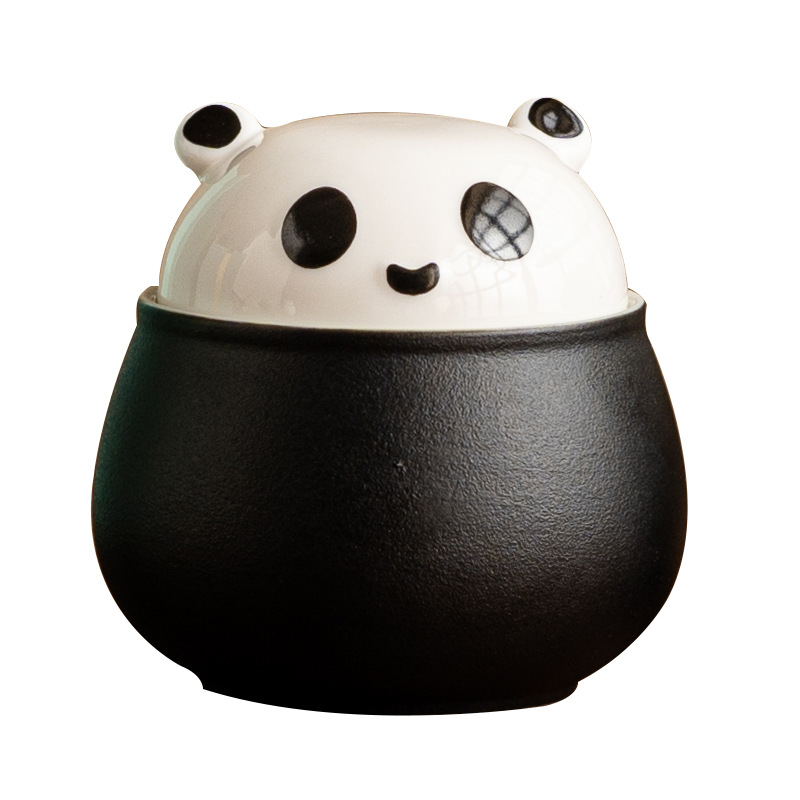 Hộp đựng trà mini gấu trúc, hộp đựng trà nhỏ cao cấp gốm sứ, hộp đựng trà chống ẩm kín sáng tạo, di động