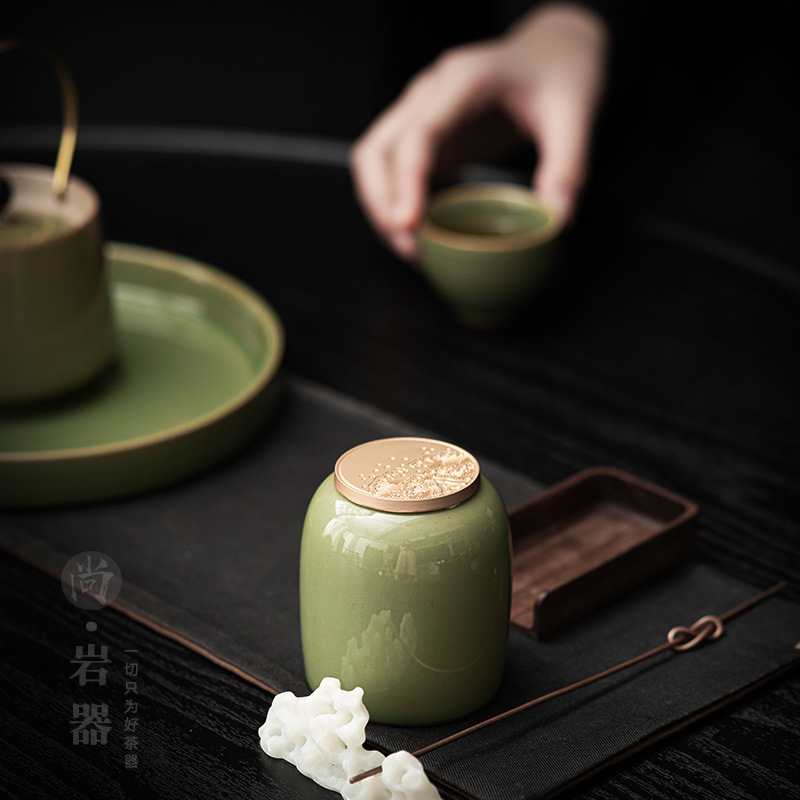 Bình trà gốm cổ điển, bình trà mini nhỏ, bình đóng gói trà rời kín cầm tay, bình đựng trà, bán buôn
