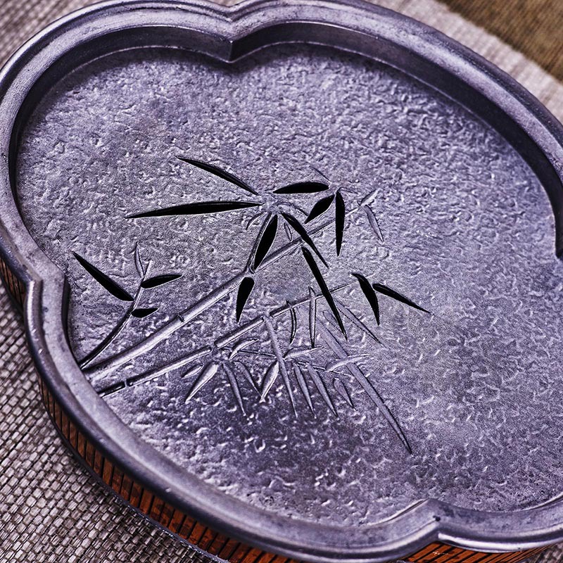 Ấm tre Xiangfei, khay trà thiếc, trà đạo, ấm bàn pha khô cổ điển nhỏ, ấm bàn trà chứa nước, khay trà