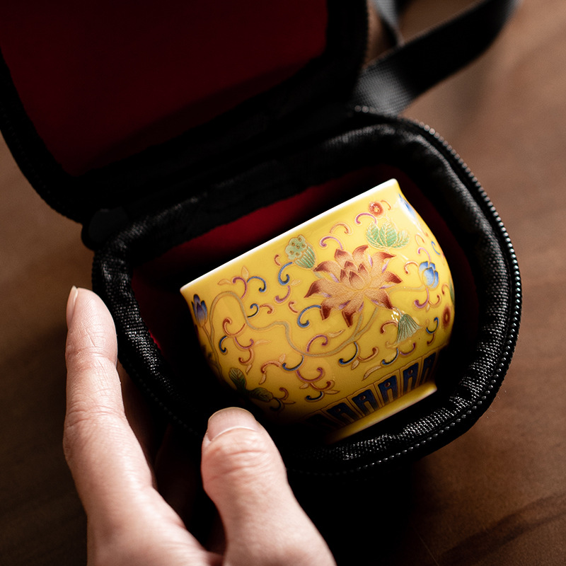 Cốc sứ hoa sen tráng men, cốc uống trà, cốc cá nhân cổ điển kiểu Trung Quốc, cốc đựng trà Kung Fu, cốc chủ nhân