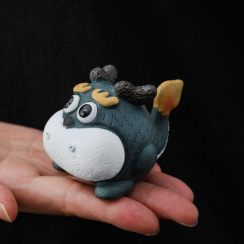 Đồ trang trí thú cưng trà cát tím quặng thô, trang trí bàn trà, đồ chơi trà sáng tạo thủ công, phụ kiện bộ trà có thể nuôi được, cáo trắng nhỏ