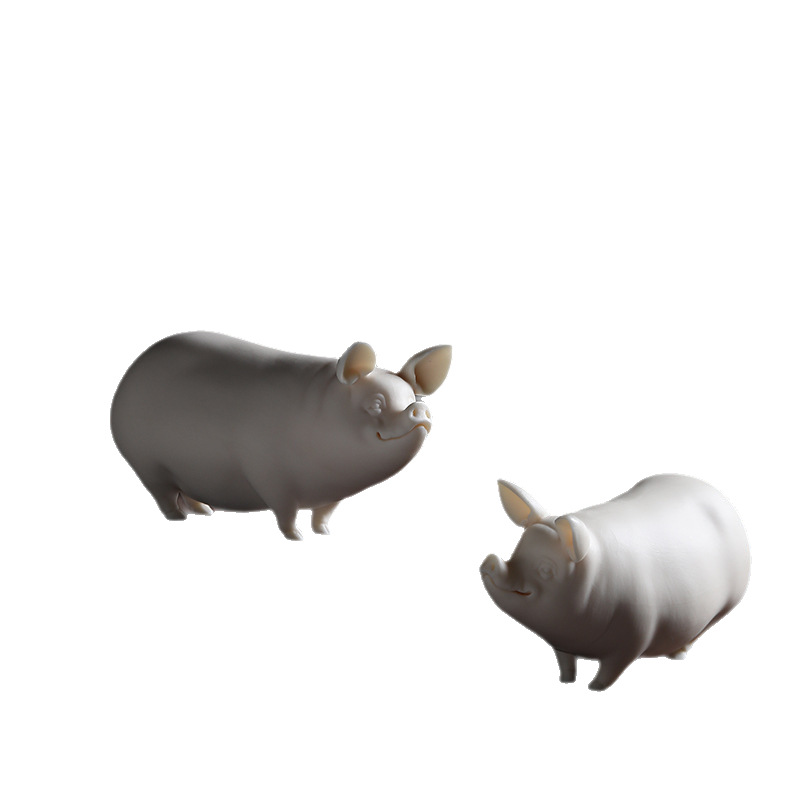 Suyuan gốm lợn đồ trang trí Dehua cừu béo ngọc sứ điêu khắc động vật Trung Quốc bàn trà bàn cà phê trà đồ trang trí thú cưng