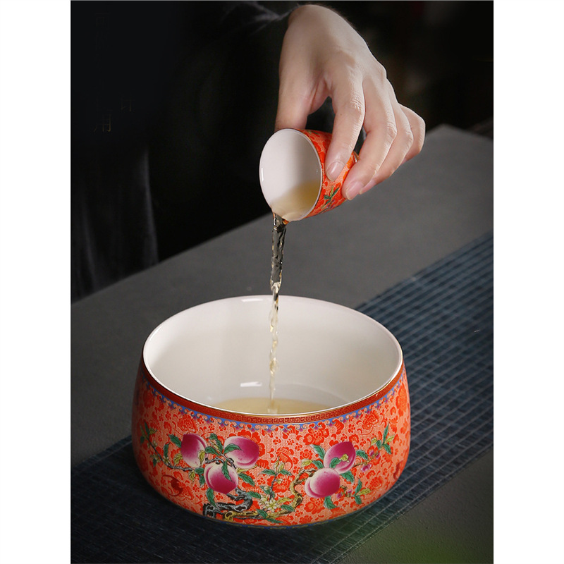 Bể rửa trà tráng men, bể đựng nước gia dụng, bể đựng bã trà sang trọng nhẹ cao cấp, phụ kiện bộ trà Kung Fu, bán buôn rửa chén sứ