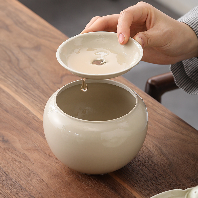 Tro thực vật phong cách Nhật Bản Jianshui gia dụng cổ điển có nắp rửa trà rửa trà nhỏ bể nước trà Kungfu trà đạo không khớp