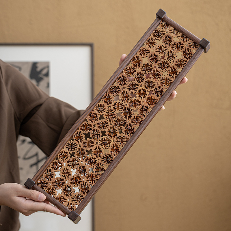 Khay pha khô Gỗ Óc Chó mẫu mới Khay trà nhỏ cắt thủ công bằng gỗ nguyên khối Bộ trà Kung Fu gia dụng khay sáng tạo kiểu Trung Quốc