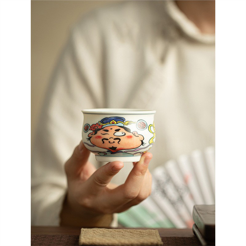 Cốc túi tiền quốc triều Fu Lu Shou Xi Cai cốc chủ nhân cốc đơn gốm sứ cốc trà cốc gia dụng bộ trà Kung Fu cốc trà