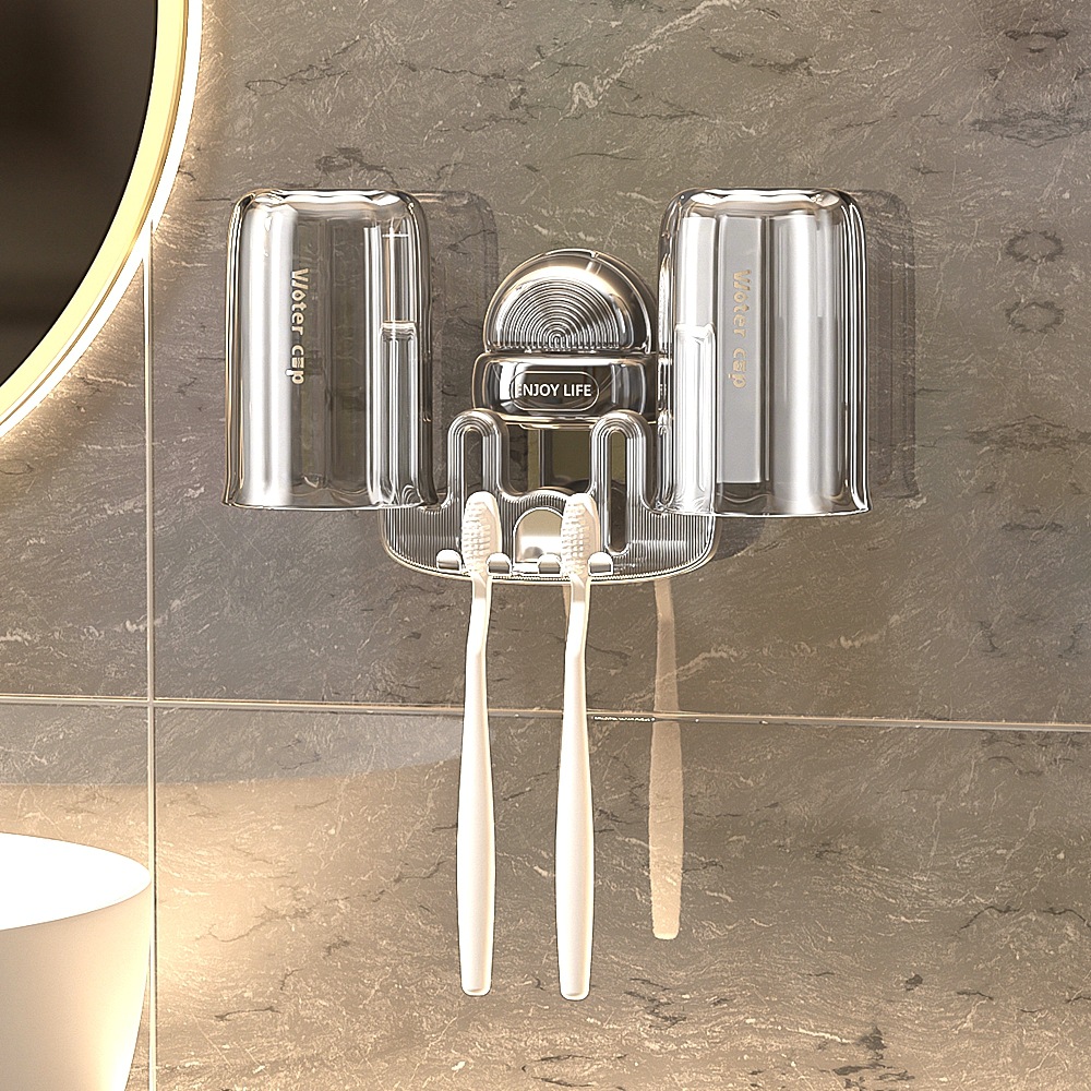 Cốc hút, giá để bàn chải đánh răng, giá để đồ, Cốc đựng bàn chải đánh răng điện không đục lỗ, dụng cụ nha khoa gia đình, giá treo cốc đựng bàn chải đánh răng cặp đôi