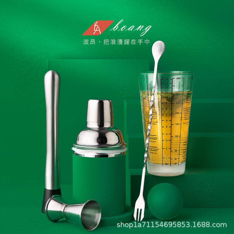 Bộ dụng cụ pha chế ThủY Tinh Có thang đo dụng cụ pha chế quán trà sữa dụng cụ đặc biệt pha Trà Chanh ly lắc tay