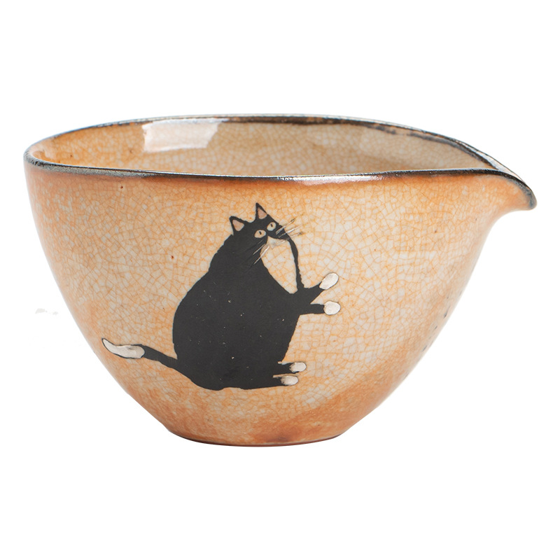 Cốc trà kiểu Nhật Shiye Cat Hehu Tách trà thủ công bằng gốm sứ cổ điển tách trà đồng nhất phụ kiện trà đạo Kung Fu