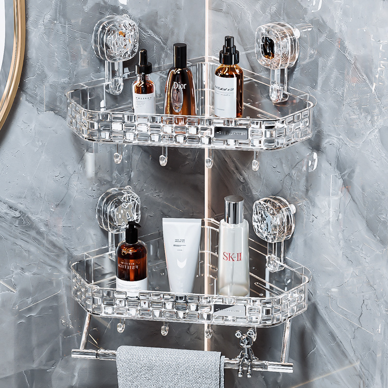 Giá để đồ góc cốc hút phòng tắm bồn cầu bồn tắm bồn tắm vòi hoa sen không đục lỗ treo tường tam giác đồ dùng thần thánh