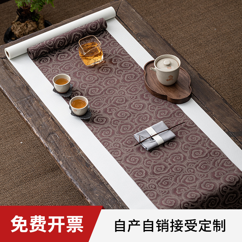 Bàn trà Jacquard thổ cẩm cổ điển hai mặt Bàn trà vải cotton chống thấm nước Zen Nhật Bản Bàn trà Trung Quốc mới nghệ thuật