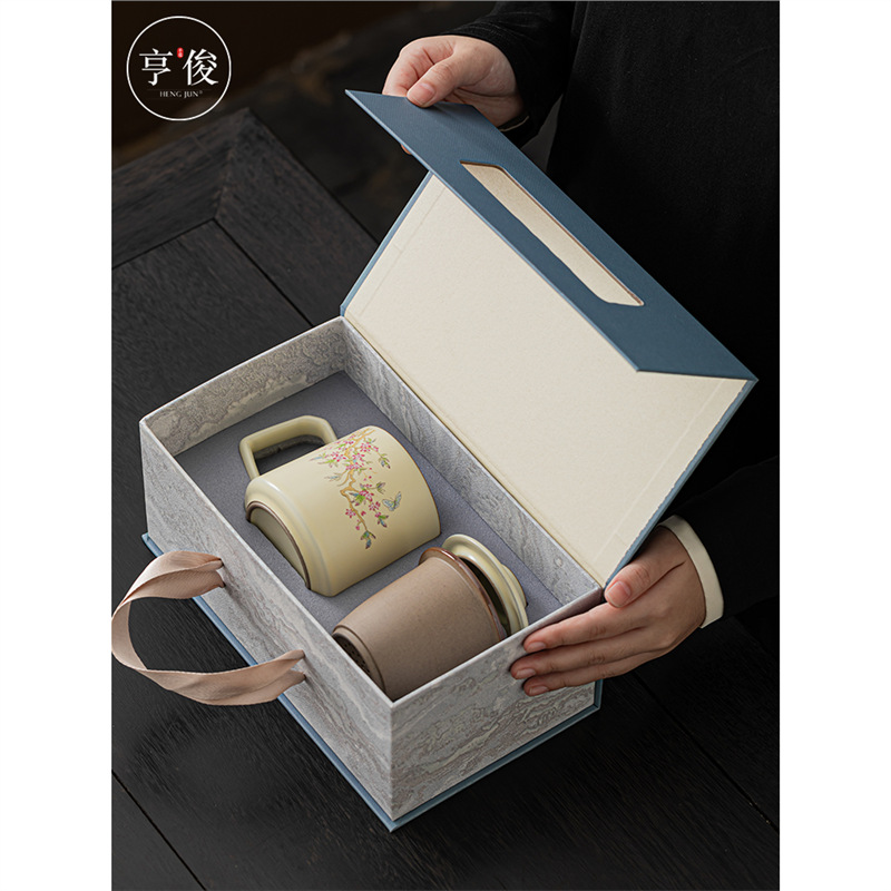 Cốc trà Mark lọc hoa tử đằng màu be cốc gốm sứ văn phòng pha trà đơn giản cốc tách nước trà