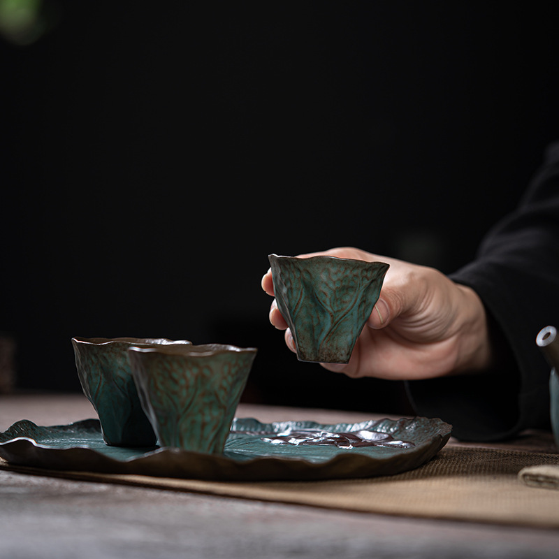 Cốc nấu ăn kiểu Nhật, cốc trà sen Qingye, cốc đơn nhỏ thủ công, cốc cá nhân, cốc nếm trà cổ điển gốm thô, cốc thơm